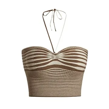 SweatyRocks Women's Striped Tie Backless Halter Top