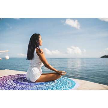 Benefeet Sox Beach Towel Large Round Mandala Beach Towels Tassels Microfiber Quick Dry Beach Blanket...