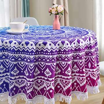 Benefeet Sox Beach Towel Large Round Mandala Beach Towels Tassels Microfiber Quick Dry Beach Blanket Throw Bohemian Roundie Swim Pool Circle Towel, 59 Inches Gradient