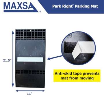 Maxsa 37358-RS Park Right 21" x 11" x 2" Parking Mat, Black