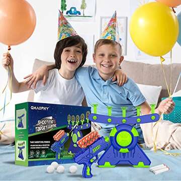GMAOPHY Shooting Games Toy Gift for Age 5, 6, 7, 8, 9, 10+ Years Old Kids, Glow in The Dark Boy Toy Floating Ball Targets with Foam Dart Toy Blaster, 10 Balls 5 Targets