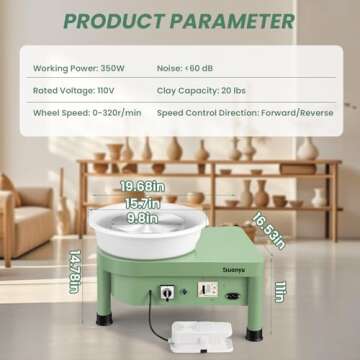 Huanyu Pottery Wheel with Foot Pedal for Beginners and Pros