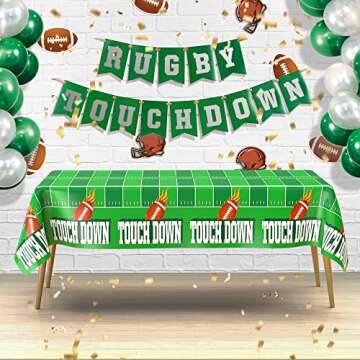 Football Party Supplies, Football Tablecloth, Football Birthday Party Decorations, 54" x 108" Disposable Plastic Football Field Tablecloth for Football Theme Party Decorations Football Table Cover
