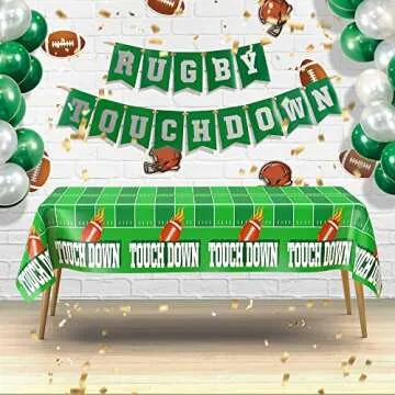 Football Party Supplies, Football Tablecloth, Football Birthday Party Decorations, 54" x 108" Disposable Plastic Football Field Tablecloth for Football Theme Party Decorations Football Table Cover