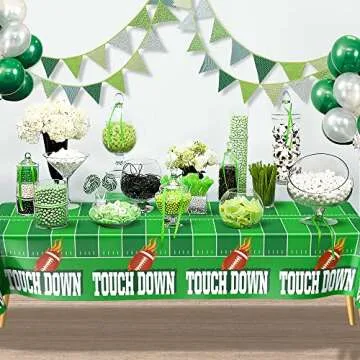 Football Party Supplies, Football Tablecloth, Football Birthday Party Decorations, 54" x 108" Disposable Plastic Football Field Tablecloth for Football Theme Party Decorations Football Table Cover