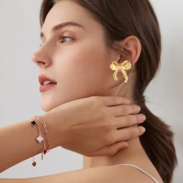 Gold Bow Earrings for Women - 9 Pairs Elegant Jewelry Set