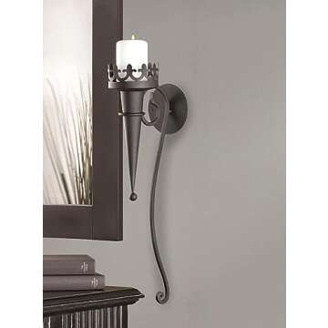 Accent Plus Gifts & Decor Gothic Candle Torch Wall Pillar Home Decorative Sconce