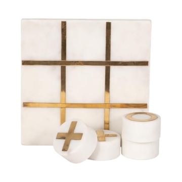 Sagebrook Home 7" Tic Tac Toe Game - Stylish Marble Set