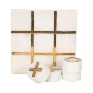 Sagebrook Home 7" Tic Tac Toe Game - Stylish Marble Set