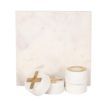 Sagebrook Home 7" Tic Tac Toe Game - Stylish Marble Set