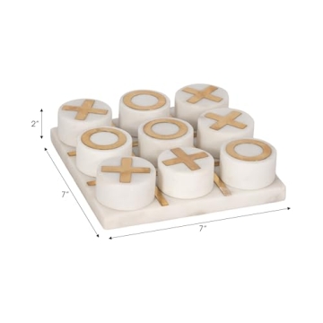 Sagebrook Home 7" Tic Tac Toe Game - Stylish Marble Set