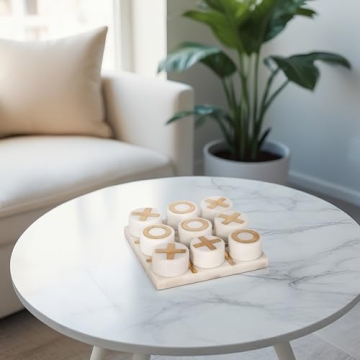 Sagebrook Home 7" Tic Tac Toe Game - Stylish Marble Set
