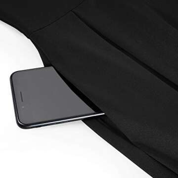 HOMEYEE Women's V-Neck 3/4 Sleeve Flare Casual Dress with Pockets A126(10,Black)