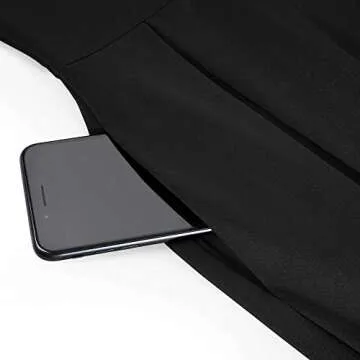 HOMEYEE Women's V-Neck 3/4 Sleeve Flare Casual Dress with Pockets A126(10,Black)