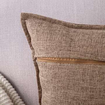 MADIZZ Dark Brown Linen Pillow Covers Set of 2 - 22x22 Inch