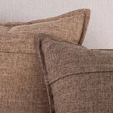 MADIZZ Dark Brown Linen Pillow Covers Set of 2 - 22x22 Inch