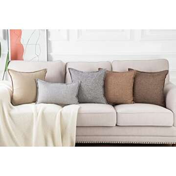 MADIZZ Dark Brown Linen Pillow Covers Set of 2 - 22x22 Inch