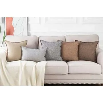 MADIZZ Dark Brown Linen Pillow Covers Set of 2 - 22x22 Inch