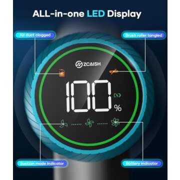 Cordless Vacuum Cleaner, 550W 45KPA 60 Mins Runtime Vacuum Cleaners for Home with Smart Display, Stick Vacuum with Charging Dock Station Removable Battery, Handheld Vacuum for Pet Hair/Carpet/Floor