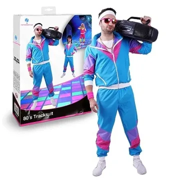 Premium 80s & 90s Tracksuit Costume Unisex in Blue