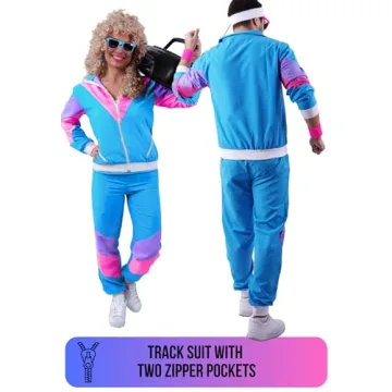 Premium 80s & 90s Tracksuit Costume Unisex in Blue
