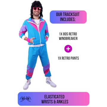 Premium 80s & 90s Tracksuit Costume Unisex in Blue