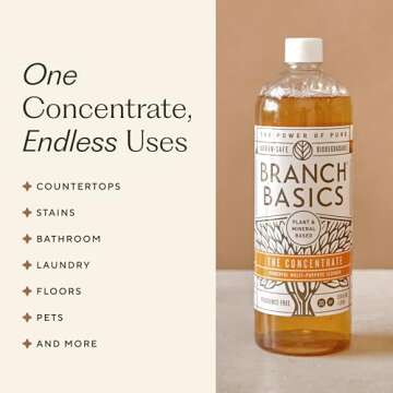 Branch Basics Premium Starter Kit: Natural All Purpose Cleaning Spray, Glass Cleaner, Bathroom Cleaner, Wash and Laundry Bottle (3 Plastic Spray Bottles + Concentrate) Fragrance-Free