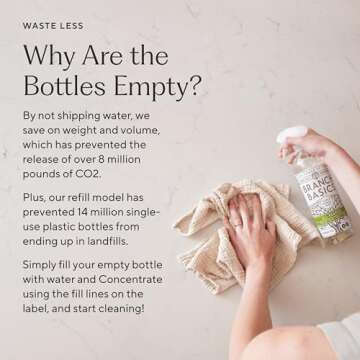 Branch Basics Premium Starter Kit: Natural All Purpose Cleaning Spray, Glass Cleaner, Bathroom Cleaner, Wash and Laundry Bottle (3 Plastic Spray Bottles + Concentrate) Fragrance-Free