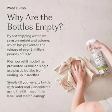 Branch Basics Premium Starter Kit: Natural All Purpose Cleaning Spray, Glass Cleaner, Bathroom Cleaner, Wash and Laundry Bottle (3 Plastic Spray Bottles + Concentrate) Fragrance-Free