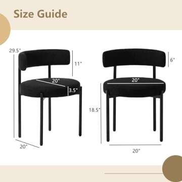 Forsalund Black Dining Chairs Set of 2 - Mid-Century Modern Boucle Design