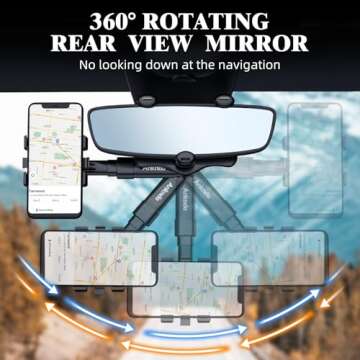 Ankndo 360 Rotatable and Retractable Car Phone Holder, Universal Phone Mount for Car, Adjustable Rea...