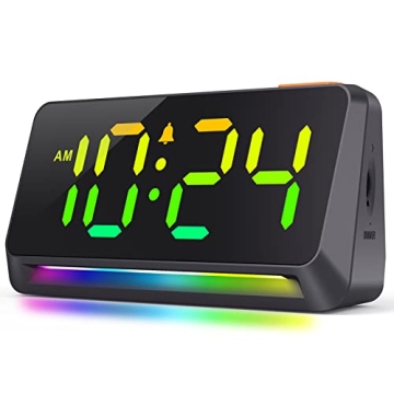 XKX Dynamic RGB Clock: Loud Alarm, Night Light, USB Charger