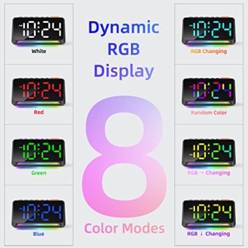XKX RGB Clock: Loud Alarm, Night Light & USB Charger