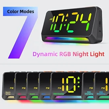 XKX RGB Clock: Loud Alarm, Night Light & USB Charger