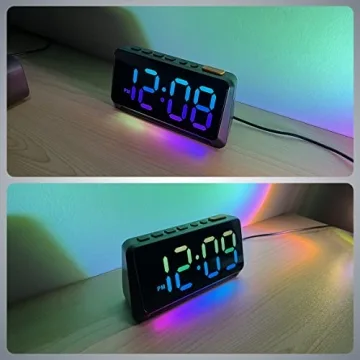 XKX RGB Clock: Loud Alarm, Night Light & USB Charger