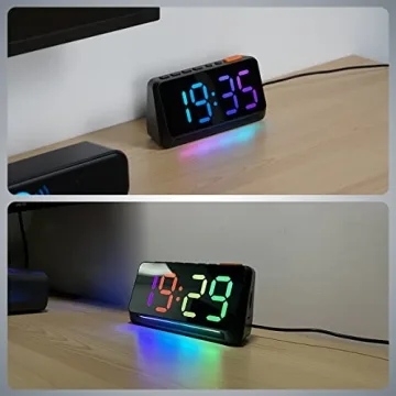XKX RGB Clock: Loud Alarm, Night Light & USB Charger