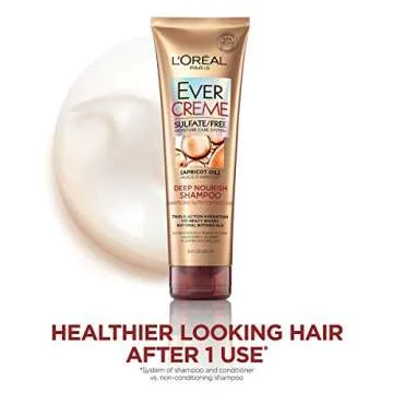 L'Oreal Paris EverCreme Sulfate Free Shampoo for Dry Hair, Triple Action Hydration for Dry, Brittle or Color Treated Hair, with Apricot Oil, 8.5 Fl; Oz (Pack of 2) (Packaging May Vary)