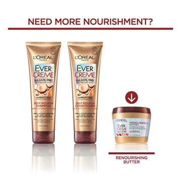 L'Oreal Paris EverCreme Sulfate Free Shampoo for Dry Hair, Triple Action Hydration for Dry, Brittle or Color Treated Hair, with Apricot Oil, 8.5 Fl; Oz (Pack of 2) (Packaging May Vary)