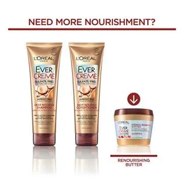 L'Oreal Paris EverCreme Sulfate Free Shampoo for Dry Hair, Triple Action Hydration for Dry, Brittle or Color Treated Hair, with Apricot Oil, 8.5 Fl; Oz (Pack of 2) (Packaging May Vary)