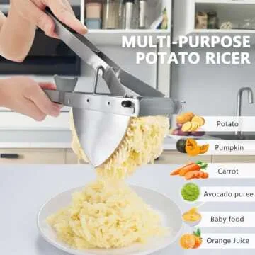 LHS Stainless Steel Potato Ricer - Ergonomic Masher Tool