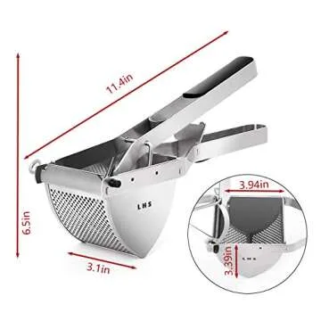 LHS Stainless Steel Potato Ricer - Ergonomic Masher Tool