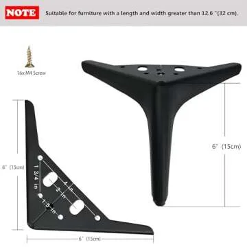 6 Inch Matte Black Metal Furniture Legs Set of 4 for Stylish Furniture Design