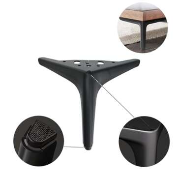 Durable Matte Black Metal Furniture Legs for DIY Projects