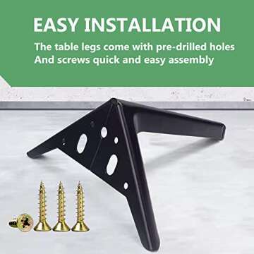 Durable Matte Black Metal Furniture Legs for DIY Projects