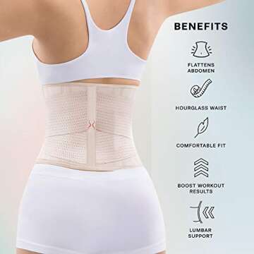 Slim Abs Waist Trainer Corset Body Shaper - Slimming Waist Trimmer Girdle for Women(Beige, L/XL)