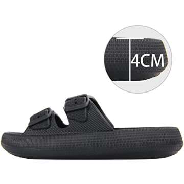 BenSorts Women Pillow Slippers with Adjustable Buckles and Thick EVA Sole for Ultimate Comfort