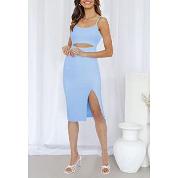 Pink Queen Elegant Sleeveless Midi Cutout Dress for Women