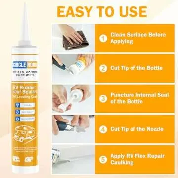 CircleRoad Self Leveling Lap Sealant 6 Pack, RV Rubber Roof Sealant, Flexible Repair Lap Sealant, RV White Sealant Caulking for RV Roofs, Trailers, Campers, Motorhomes