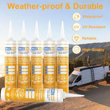 CircleRoad Self Leveling Lap Sealant 6 Pack, RV Rubber Roof Sealant, Flexible Repair Lap Sealant, RV White Sealant Caulking for RV Roofs, Trailers, Campers, Motorhomes