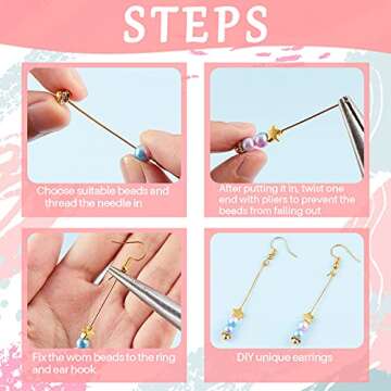 60 Pieces Head Pins for Jewelry Making Flower Beads Ball Pins 2.1 Inch with Clear Box for Jewelry Making Earring Bracelet DIY Accessories, Silver, 3 Colors(Chic Style)